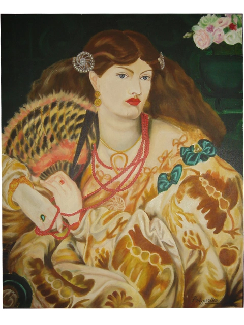 portrait painting inspired by classical female figure detailed artwork