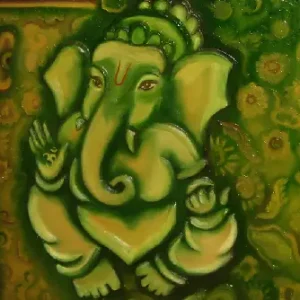 handmade clay ganesha mixed media painting spiritual wall art