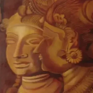 khajuraho statues acrylic painting indian heritage artwork