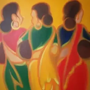 village bells abstract acrylic painting modern indian wall art