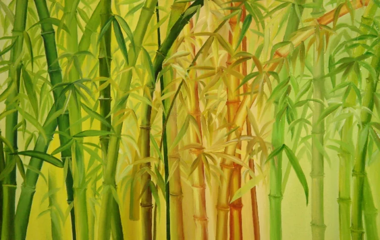bamboo forest painting nature inspired green wall art canvas