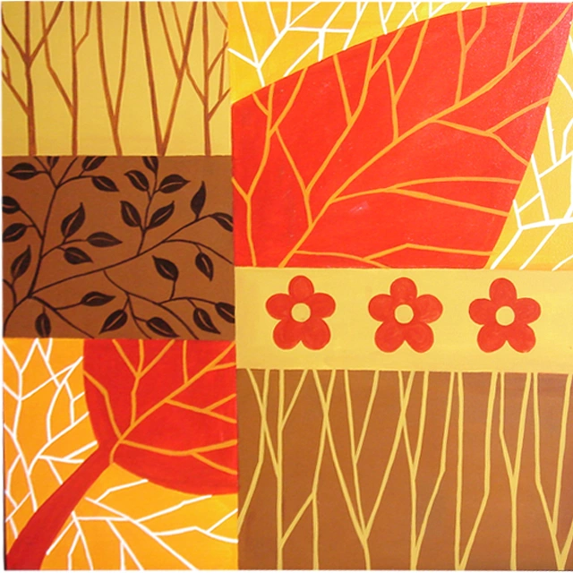 abstract foliage painting modern leaf pattern wall art