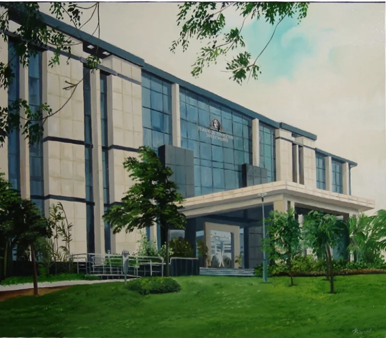 modern architectural building painting urban commercial space artwork